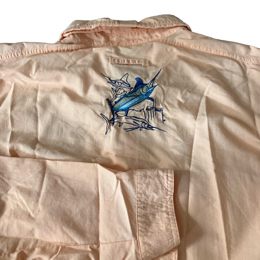 Guy Harvey Aftco Bluewater Shirt Mens Large Long Sleeve Marlin Fishing Vented